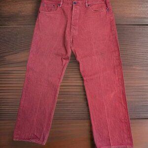 Levi's 501 XX Red Jeans - Black Button Fly Mens Size 38x30 Crease Lines Straight